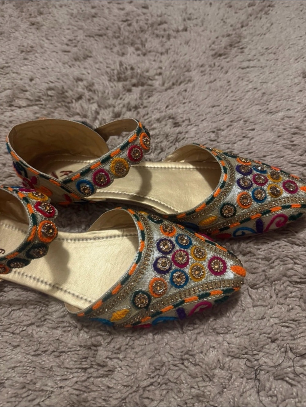 Ethnic Indian Wear Multicolor Embroidered Mary Jane Moccasins